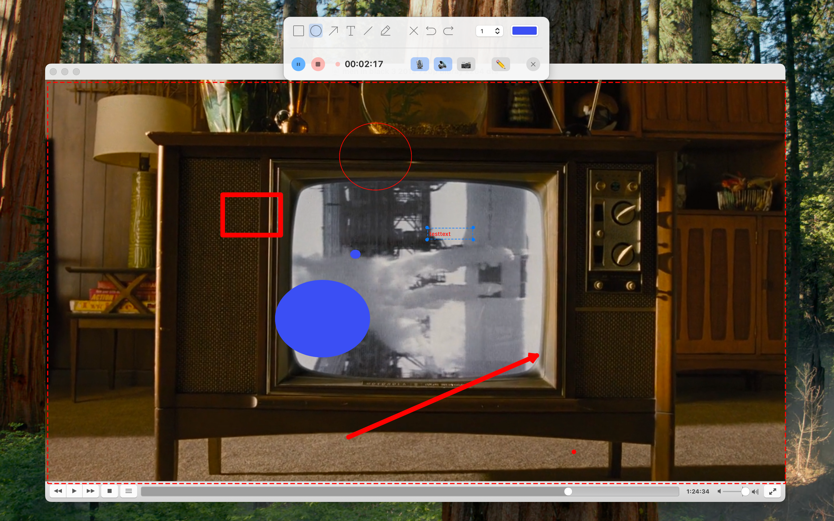 Screen recording with annotation overlay — red arrows, blue rectangle highlights